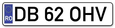 Placuta inmatriculare numar auto  DB-62-OHV, DB 62 OHV, DB62OHV