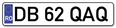Placuta inmatriculare numar auto  DB-62-QAQ, DB 62 QAQ, DB62QAQ
