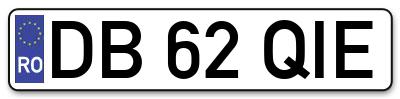 Placuta inmatriculare numar auto  DB-62-QIE, DB 62 QIE, DB62QIE