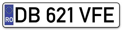 Placuta inmatriculare numar auto  DB-621-VFE, DB 621 VFE, DB621VFE
