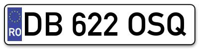 Placuta inmatriculare numar auto  DB-622-OSQ, DB 622 OSQ, DB622OSQ