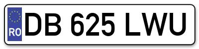 Placuta inmatriculare numar auto  DB-625-LWU, DB 625 LWU, DB625LWU