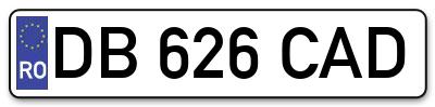 Placuta inmatriculare numar auto  DB-626-CAD, DB 626 CAD, DB626CAD