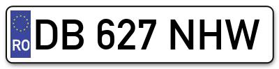 Placuta inmatriculare numar auto  DB-627-NHW, DB 627 NHW, DB627NHW