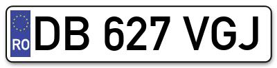 Placuta inmatriculare numar auto  DB-627-VGJ, DB 627 VGJ, DB627VGJ