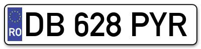 Placuta inmatriculare numar auto  DB-628-PYR, DB 628 PYR, DB628PYR