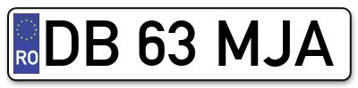 Placuta inmatriculare numar auto  DB-63-MJA, DB 63 MJA, DB63MJA