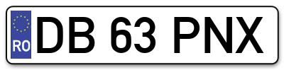 Placuta inmatriculare numar auto  DB-63-PNX, DB 63 PNX, DB63PNX