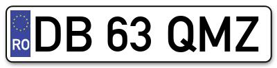 Placuta inmatriculare numar auto  DB-63-QMZ, DB 63 QMZ, DB63QMZ