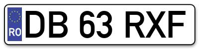 Placuta inmatriculare numar auto  DB-63-RXF, DB 63 RXF, DB63RXF