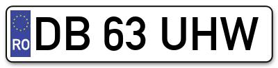 Placuta inmatriculare numar auto  DB-63-UHW, DB 63 UHW, DB63UHW