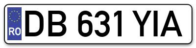 Placuta inmatriculare numar auto  DB-631-YIA, DB 631 YIA, DB631YIA