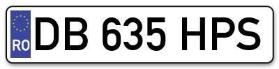 Placuta inmatriculare numar auto  DB-635-HPS, DB 635 HPS, DB635HPS