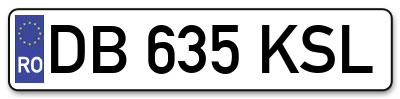 Placuta inmatriculare numar auto  DB-635-KSL, DB 635 KSL, DB635KSL