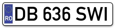 Placuta inmatriculare numar auto  DB-636-SWI, DB 636 SWI, DB636SWI