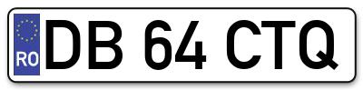 Placuta inmatriculare numar auto  DB-64-CTQ, DB 64 CTQ, DB64CTQ