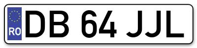Placuta inmatriculare numar auto  DB-64-JJL, DB 64 JJL, DB64JJL