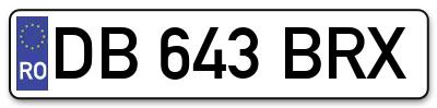 Placuta inmatriculare numar auto  DB-643-BRX, DB 643 BRX, DB643BRX