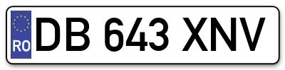 Placuta inmatriculare numar auto  DB-643-XNV, DB 643 XNV, DB643XNV
