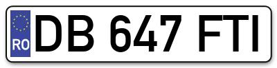 Placuta inmatriculare numar auto  DB-647-FTI, DB 647 FTI, DB647FTI