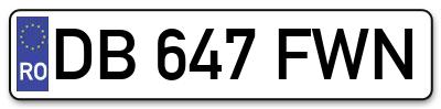 Placuta inmatriculare numar auto  DB-647-FWN, DB 647 FWN, DB647FWN