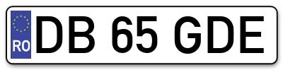 Placuta inmatriculare numar auto  DB-65-GDE, DB 65 GDE, DB65GDE