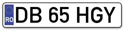 Placuta inmatriculare numar auto  DB-65-HGY, DB 65 HGY, DB65HGY