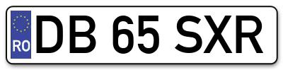 Placuta inmatriculare numar auto  DB-65-SXR, DB 65 SXR, DB65SXR