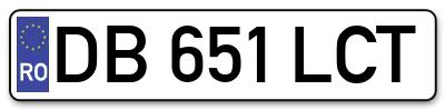 Placuta inmatriculare numar auto  DB-651-LCT, DB 651 LCT, DB651LCT