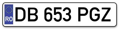 Placuta inmatriculare numar auto  DB-653-PGZ, DB 653 PGZ, DB653PGZ