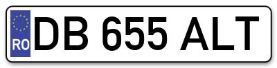 Placuta inmatriculare numar auto  DB-655-ALT, DB 655 ALT, DB655ALT