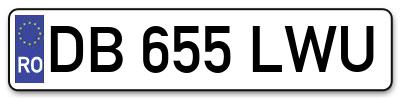 Placuta inmatriculare numar auto  DB-655-LWU, DB 655 LWU, DB655LWU