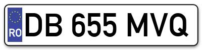 Placuta inmatriculare numar auto  DB-655-MVQ, DB 655 MVQ, DB655MVQ