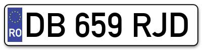 Placuta inmatriculare numar auto  DB-659-RJD, DB 659 RJD, DB659RJD