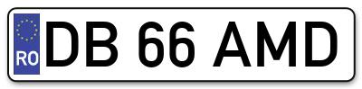 Placuta inmatriculare numar auto  DB-66-AMD, DB 66 AMD, DB66AMD