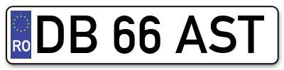 Placuta inmatriculare numar auto  DB-66-AST, DB 66 AST, DB66AST