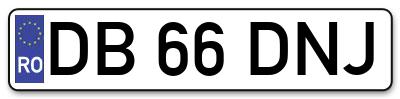 Placuta inmatriculare numar auto  DB-66-DNJ, DB 66 DNJ, DB66DNJ