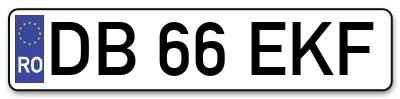 Placuta inmatriculare numar auto  DB-66-EKF, DB 66 EKF, DB66EKF