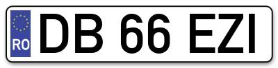 Placuta inmatriculare numar auto  DB-66-EZI, DB 66 EZI, DB66EZI