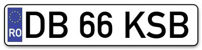 Placuta inmatriculare numar auto  DB-66-KSB, DB 66 KSB, DB66KSB