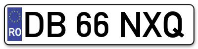 Placuta inmatriculare numar auto  DB-66-NXQ, DB 66 NXQ, DB66NXQ