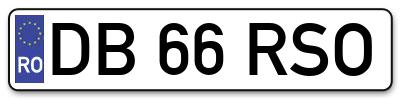 Placuta inmatriculare numar auto  DB-66-RSO, DB 66 RSO, DB66RSO