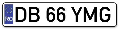 Placuta inmatriculare numar auto  DB-66-YMG, DB 66 YMG, DB66YMG
