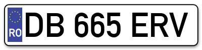 Placuta inmatriculare numar auto  DB-665-ERV, DB 665 ERV, DB665ERV