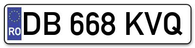 Placuta inmatriculare numar auto  DB-668-KVQ, DB 668 KVQ, DB668KVQ