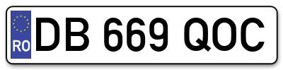 Placuta inmatriculare numar auto  DB-669-QOC, DB 669 QOC, DB669QOC