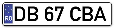 Placuta inmatriculare numar auto  DB-67-CBA, DB 67 CBA, DB67CBA
