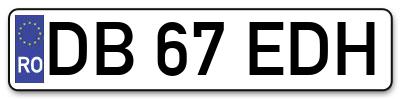 Placuta inmatriculare numar auto  DB-67-EDH, DB 67 EDH, DB67EDH