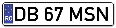 Placuta inmatriculare numar auto  DB-67-MSN, DB 67 MSN, DB67MSN