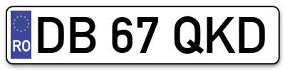 Placuta inmatriculare numar auto  DB-67-QKD, DB 67 QKD, DB67QKD